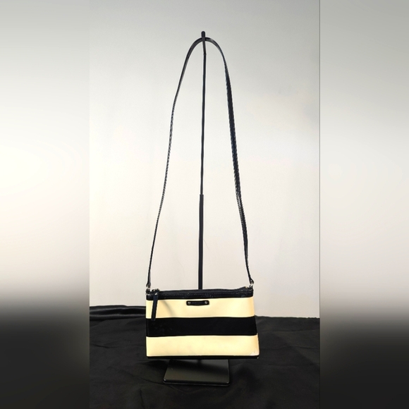 kate spade Handbags - Kate Spade Crossbody PROJECT BAG Small Black Cream Striped PVC Magenta Hot Pink